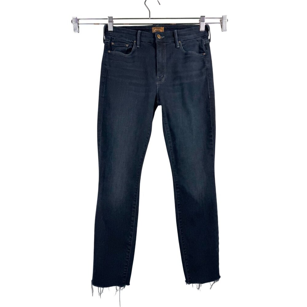Mother The Looker Ankle Fray hem jeans wash coffee boho stretchy sz 26